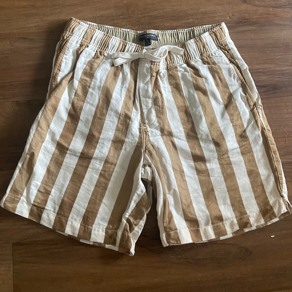 Banana Republic Tan and White Striped Men Shorts
